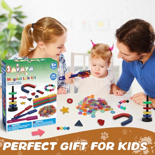 SAYAYA 228 PCS Magnetic Science Kit for Kids - Magnetic Balls, Bingo Wands with Chips, STEM Learning Set Magnet Toys for Classroom, Back to School Supplies, Educational Activities Gift for Boys Girls - size: 228 PCS