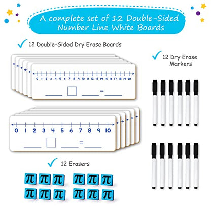 Simply Magic 12-Pack Double-Sided Dry Erase Number Line White Boards 4"x12"