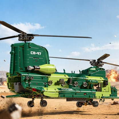 Military Helicopter Building Blocks Set, 1826 PCS, Age 14+ - color: Green