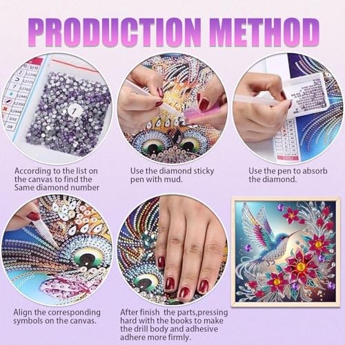 JATOK Diamond Art Kits for Adults, Hummingbird, Special-Shaped Gems - color: Beige