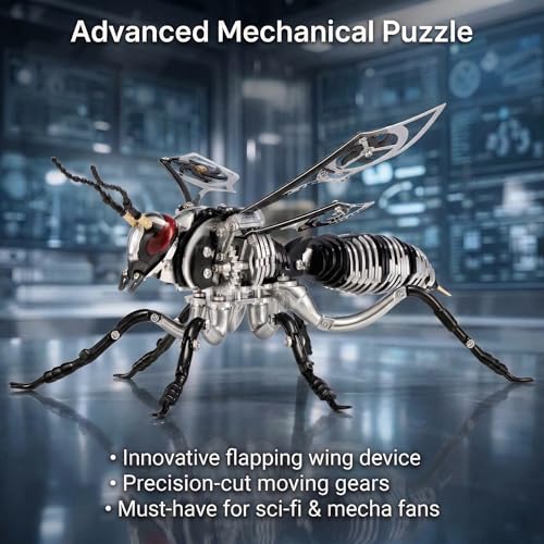 3D Metal Puzzles for Adults, Mechanical Bee Insect Model Kit - color: Bee-black