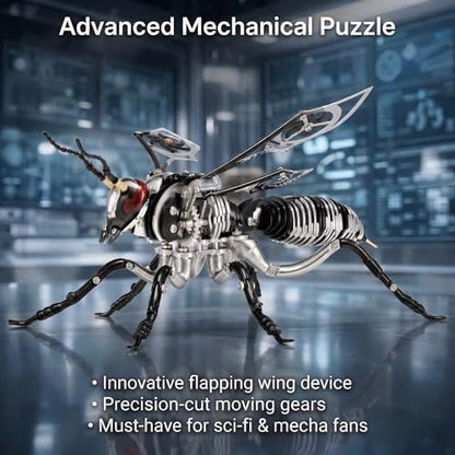 3D Metal Puzzles for Adults, Mechanical Bee Insect Model Kit - color: Bee-black