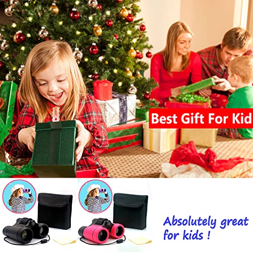 Kids Binoculars Ages 3-12 with Compass & Whistle - color: Black