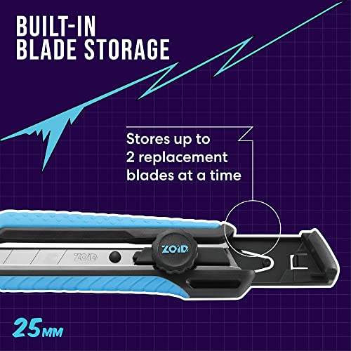 Zoid 25mm Snap Knife with TraX-Grip and Wheel Lock, High-Carbon Steel Blade, Retractable Box Cutter, Utility Knife for Cutting, 7-Segment Snap Blade, Textured Grip for Comfort and Stability - size: Single, style: 25mm Snap Knife with Wheel Lock