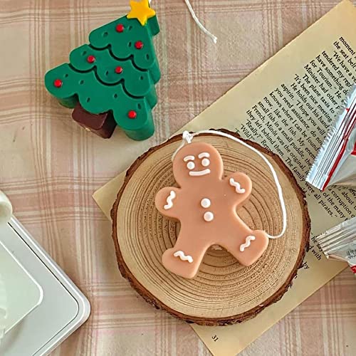 2-Pack Silicone Molds 3D Candle Molds, Christmas Tree + Gingerbread Man Mold,Christmas Fondant Mold for Candle Making and Baking Making Soap Wax Cake Mousse Ice Cream - color: 2Pcs Christmas Tree + Gingerbread Man