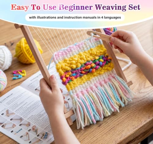 Weaving Loom for Kids,Knitting Loom Kit Crafts for Kids Ages 8-12 Beginners - color: Mixed colors