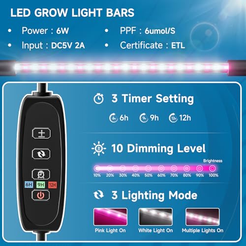 Hon&Guan 2 Pack Self Watering Seed Starter Trays with Growing Lights - color: 2 Set