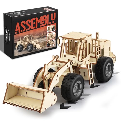 3D Wooden Puzzles Bulldozer Model Car Kits for Adults to Build
