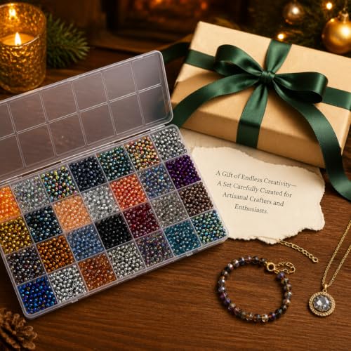 2800Pcs 4mm Electroplated Glass Beads for Bracelets Jewelry Making - color: 28 Metallic Colors