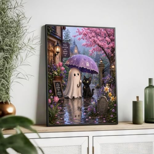 Halloween Paint by Numbers Kit for Adults,Ghost Adult Paint by Number 16x20 - color: Halloween Ghost Cat, size: 16*20inch