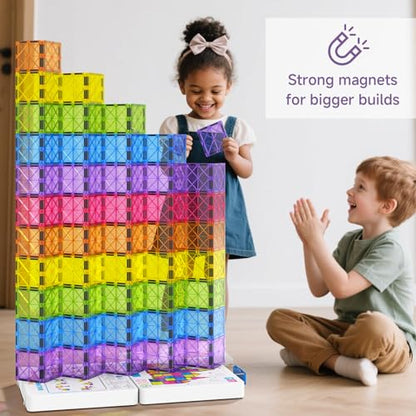 Premium Magnetic Tiles 100pcs: Durable STEM Building Blocks Kids 3-8 - size: 100 PCS