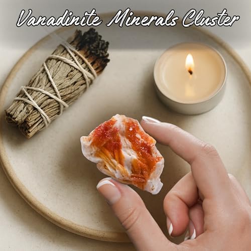 Amazing Gemstone Vanadinite Crystals and Healing Stones Mineral Specimen - Semi Precious Gem Stones - Healing Crystals Geode Clusters for Meditation, Chakra Balance, and Energy (S) - color: Vanadinite, size: Small