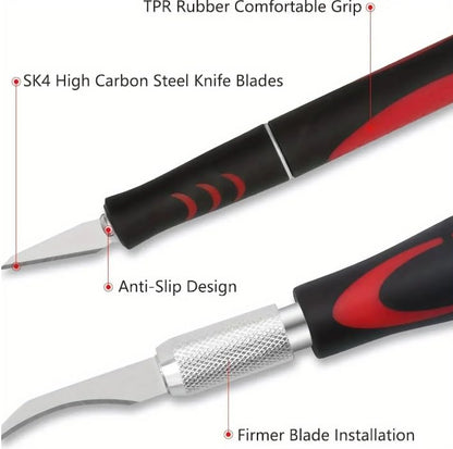 19 pack Craft Knife Hobby Knife with Anti-Slip Handle Engraving Tool hobby for Art Modeling hobby for Art Modeling Scrapbooking Precision Cutting Blade Assortment, Screwdriver and Twizzers case