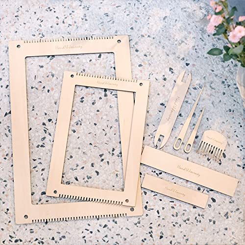 Wool Queen Rectangle Weaving Loom Kit - 2 Sets with Weaving Needles and Tools, Perfect for Beginners and Weaving Enthusiasts, 11''x16.5'' and 7.8''x11.7'' Large Sizes - size: 11''x16.5''&7.8''x11.7''