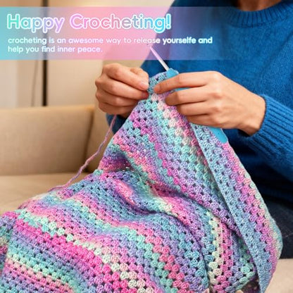 Aeelike Crochet Blanket Kit for Beginner, Easy Crochet Kit, Purple Gradient - color: Aurora Purple Gradient