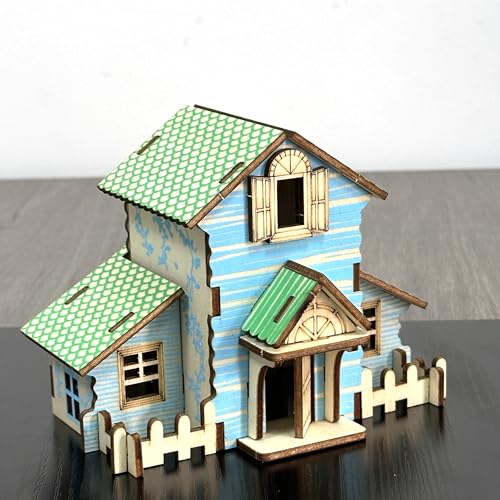 Log Cabin 3D Wooden House Puzzle,DIY Mini Building Model Kit，010 - color: 010
