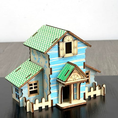 Log Cabin 3D Wooden House Puzzle,DIY Mini Building Model Kit，010 - color: 010