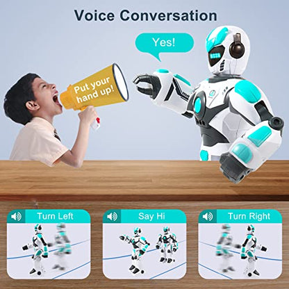 HPROMOT RC Robot Toy| Voice & Gesture Control| Walking Dancing Singing| Ages 6+ | Remote Gesture & Voice Control | Walks | Dances & Sings | Rechargeable | Educational Gift for Boys & Girls Ages 6+ - color: Blue