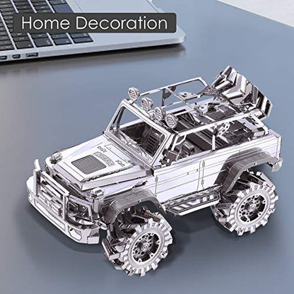 Piececool 3D Metal Puzzle for Adult SUV Car Model Kits, Vehicle Car Models Building Kit, Brain Teaser 3D Puzzle DIY Craft Kits, Birthday, 157 Pcs - color: Silver Suv