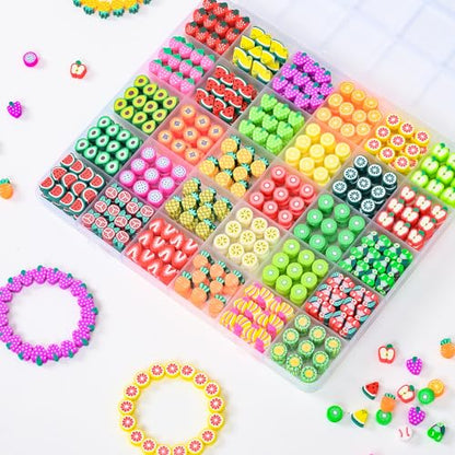 600pcs Polymer Clay Beads Bracelet Making Kit, Assorted Fruit Beads - color: 2#Fruit