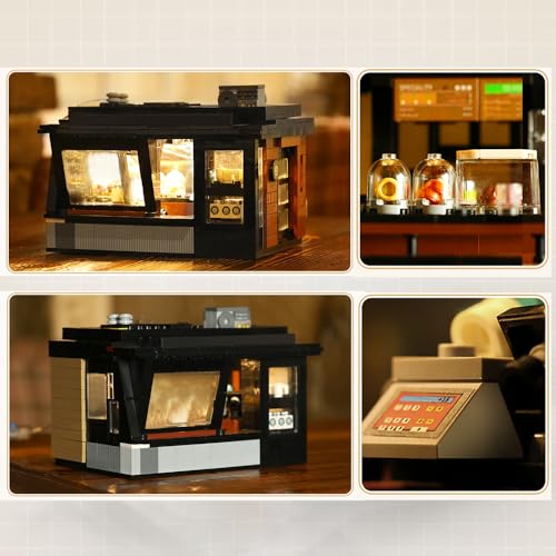 CaDA Master C66005W Japanese Coffee House Building Set,MOC Construction Coffee Shop Modular Buildings with Lights,768PCS City House Idea Collect Gift for Adults - color: C66005w