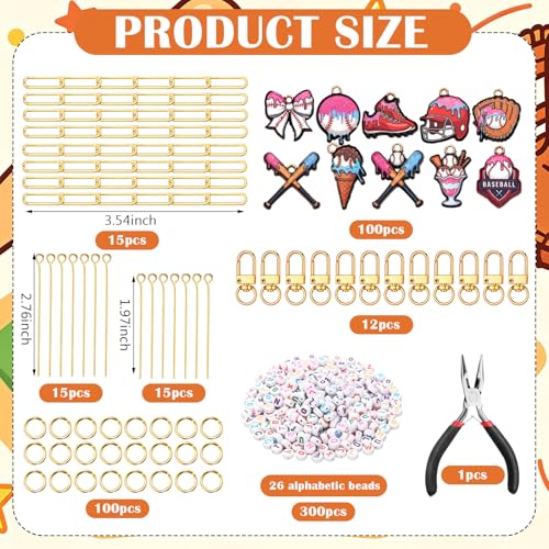 CraftyDream 558 Pcs Ice Cream Drip Baseball Keychain Making Kit DIY Craft - style: Ice Cream Drip Baseball