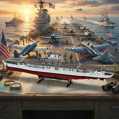 USS CV-6 Enterprise - Battleship Building Blocks,1883 PCS for Adults - style: USS CV-6