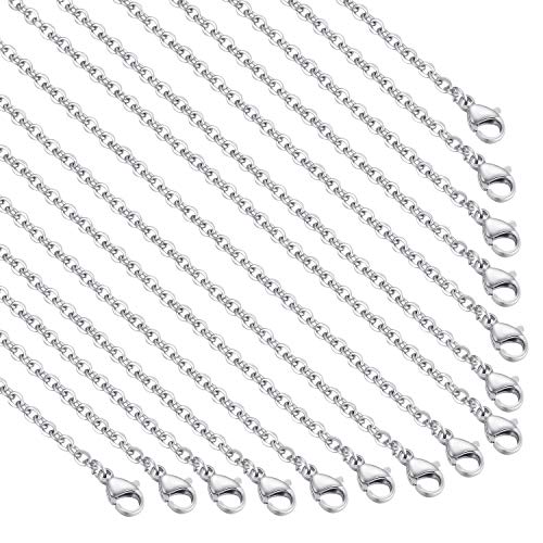30 Pack 24 Inch Necklace Chain Stainless Steel Link Cable Chain Necklace with Lobster Clasps for DIY Jewelry Making - size: 24 Inches