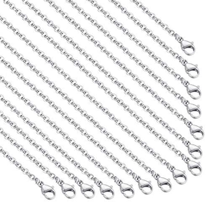 30 Pack 24 Inch Necklace Chain Stainless Steel Link Cable Chain Necklace with Lobster Clasps for DIY Jewelry Making - size: 24 Inches