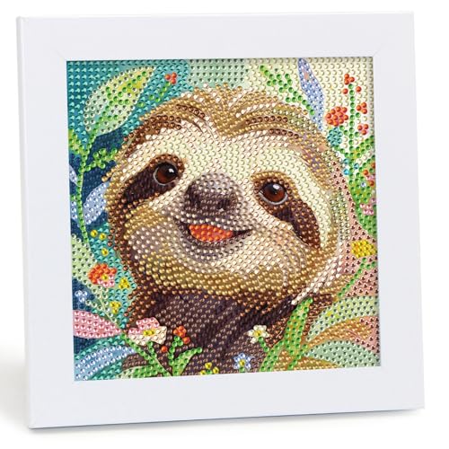 Libfx Diamond Art Kits for Kids with Frame Diamond Art for Girls Boys Beginners Arts and Crafts Birthday Gifts (Sloth) - color: Sloth