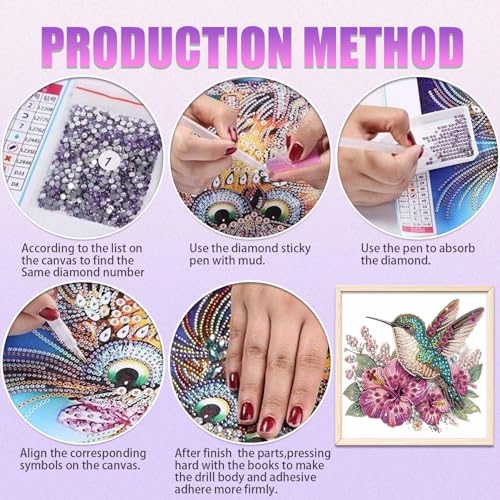 JATOK Diamond Art Kits for Adults Hummingbird and Flower Special Shaped Gem - color: blue