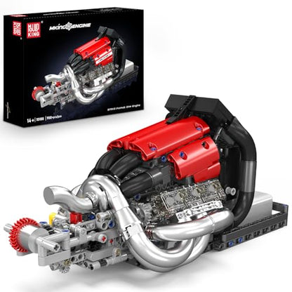 Mould King Racing Car Engine Model Kit, 980+Pcs Motorized Mini Engine Kits That Runs, Build Your Own Model Engine with Gearshift & Battery, Building Blocks for Adults, DIY Construction Engineering Toy - style: 10188 Racing Engine