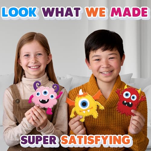 Monster Craft Sewing Kit for Kids - Sewing Craft Kit with 12 Monster Characters, 6 Child-Friendly Needles, 7 Thread Bundles, 1 Bag of Stuffing, and Scissors - Sewing Craft Ages 5 6 7 8 9 10+