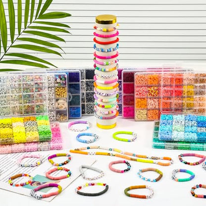 XSEINO 46000Pcs Clay Beads - 216Colors 10Boxes Clay Beads for Bracelets - color: 10 Boxes