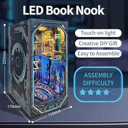 DIY Book Nook Kit sci - fi 3D Wooden Puzzles for Adults & Beginners - color: Planetary Era