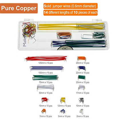 3220 Tie-point Solderless Breadboard Kit 140 U-shape 65 Jumper Wires