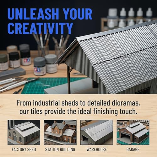 Artibetter Miniature Roof Tiles 16Pcs 1/35 Corrugated Scale Model Building Materials for Dollhouse Accessories and Architectural Scene Decoration DIY Projects