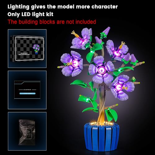 Vaodest Led Light for Lego 10372 Hibiscus Flowers,Design and Configuration Compatible with Model 10372(Led Light Only, Not Building Block Kit) - style: 10372 Hibiscus Flowers Set