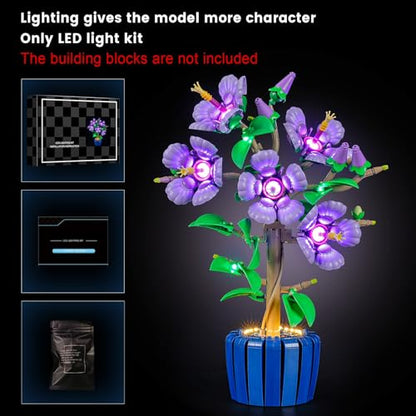 Vaodest Led Light for Lego 10372 Hibiscus Flowers,Design and Configuration Compatible with Model 10372(Led Light Only, Not Building Block Kit) - style: 10372 Hibiscus Flowers Set