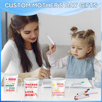 30 Pcs Painted Mug Kit for Kids Bulk 8 oz Plastic Mugs with Handle
