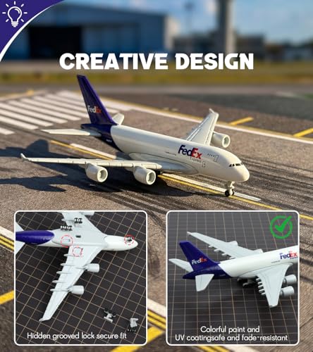 1/400 for FedEx A380 Diecast Plane Model with Landing Gear Stand - color: 05. Fedex