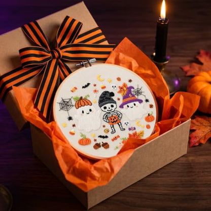 Nuberlic Halloween Embroidery Kit for Beginners Adult - color: Halloween