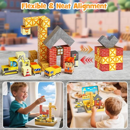 Magnetic Engineering Travel STEM：49PCS Mini Blocks Kit for Ages 3-8 - size: 49PCS