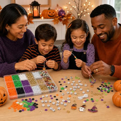 Halloween Bracelet Making Kit with Disc Beads, Letter Beads and Charms - color: style 02