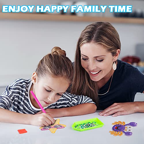 Labeol Diamond Art Kits for Kids with 5D Diamond Creat Your Own GEM Keychains Arts and Crafts for Kids Ages 8-12 Christmas Stocking Birthday Gifts for Kids 6+ - style: Ocean