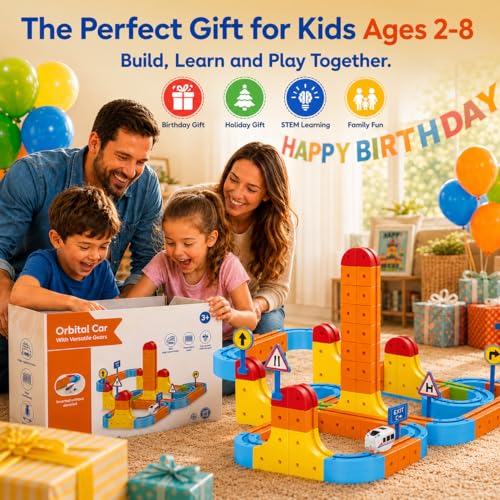 klick Rail Electric Train Set, Anti-Gravity Modular 3D Track Building Toys with Remote Control, Infinity Racer STEM Educational Toys Gift for Toddlers Kids Boys Girls Ages 2-8 - color: Red1