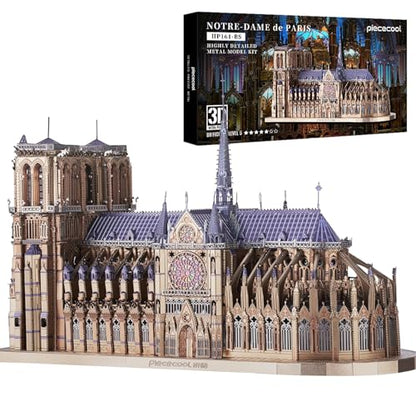Piececool 3D Metal Puzzles for Adults Notre Dame De Paris Church Metal Model Kits, Interactive DIY French Cathedral Architecture Building Kit, Best Gifts for Adults Men Teens 14+ - color: Notre Dame De Paris