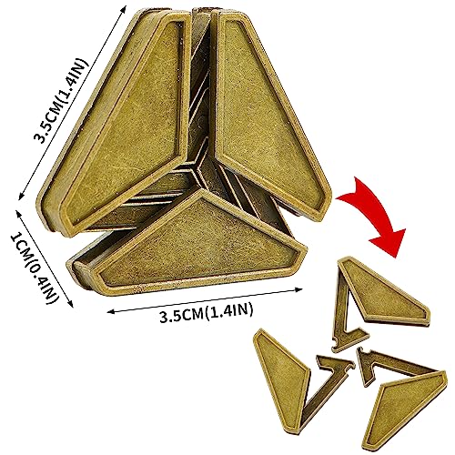 Brain Teaser Puzzles- 3 PCS Metal Puzzles Kit Metal Cast Puzzle Games Toys - color: Golden Puzzle, size: 3PCS (Gold)