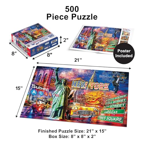 MasterPieces - 550 Piece Jigsaw Puzzle, New York City, Fun for Adults, Family, Kids, 18" x 24" - style: New York City