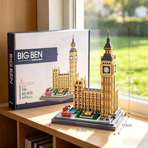 Big Ben Clock Tower Micro Blocks Set for Adults, 4112 Pcs Mini Iconic - color: Big Ben